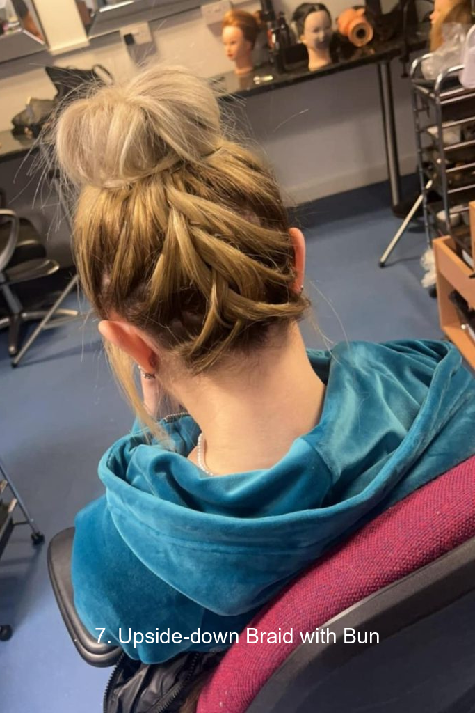 7. Upside-down Braid with Bun