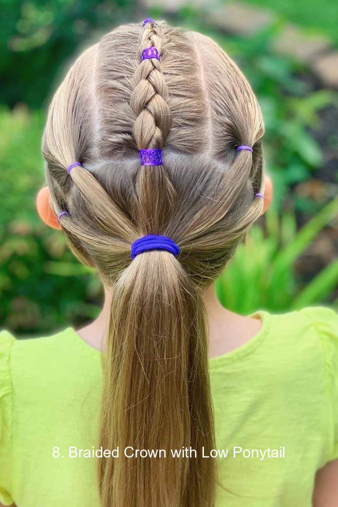 8. Braided Crown with Low Ponytail