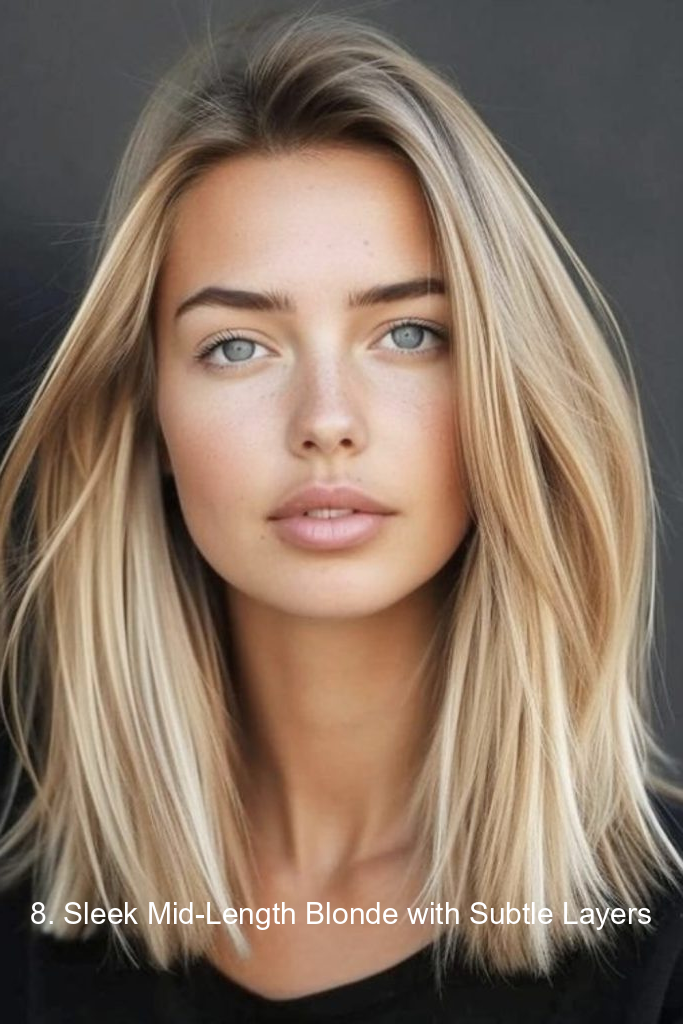 8. Sleek Mid-Length Blonde with Subtle Layers