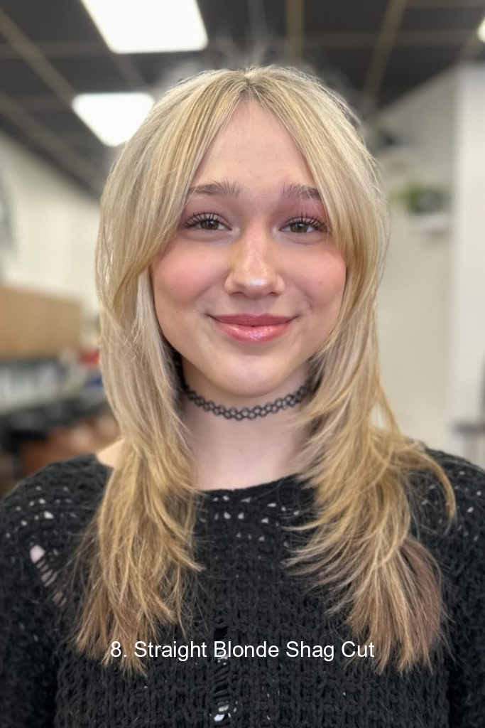 8. Straight Blonde Shag Cut