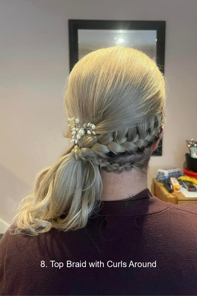 8. Top Braid with Curls Around