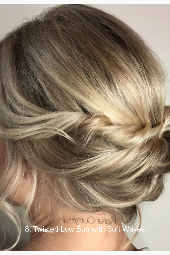 8. Twisted Low Bun with Soft Waves