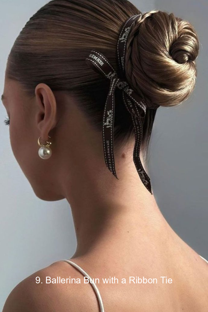 9. Ballerina Bun with a Ribbon Tie