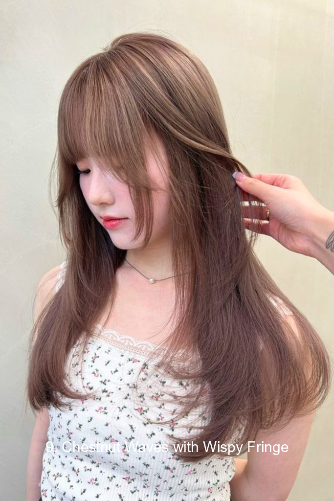 9. Chestnut Waves with Wispy Fringe