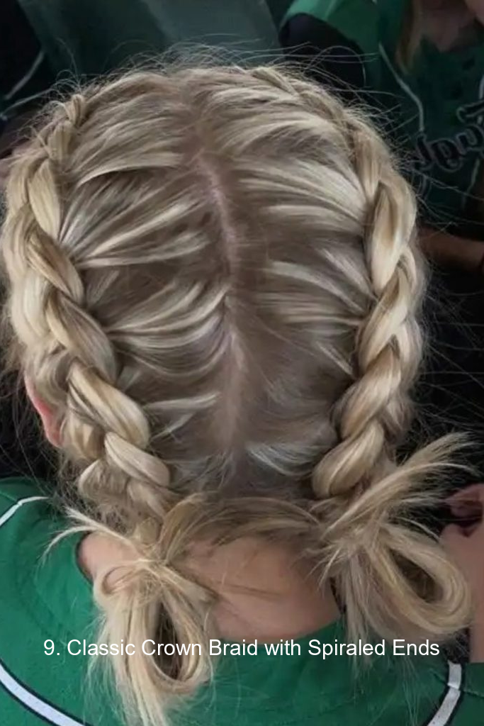 9. Classic Crown Braid with Spiraled Ends