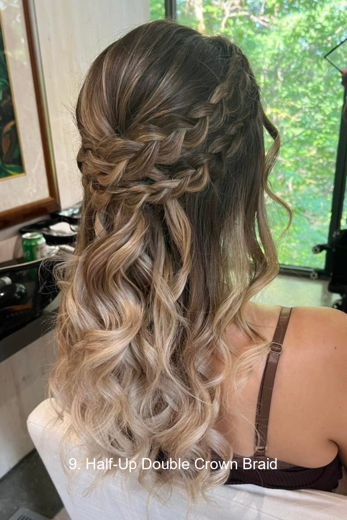 9. Half-Up Double Crown Braid