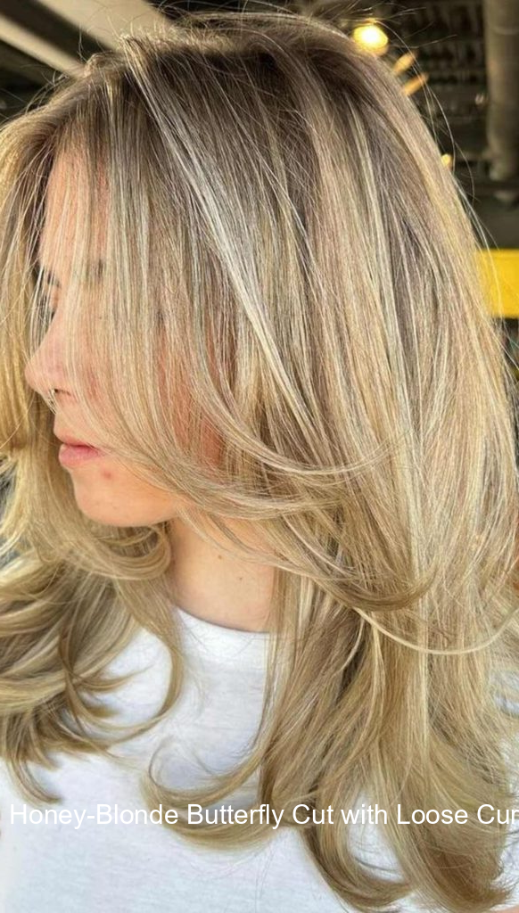 9. Honey-Blonde Butterfly Cut with Loose Curls