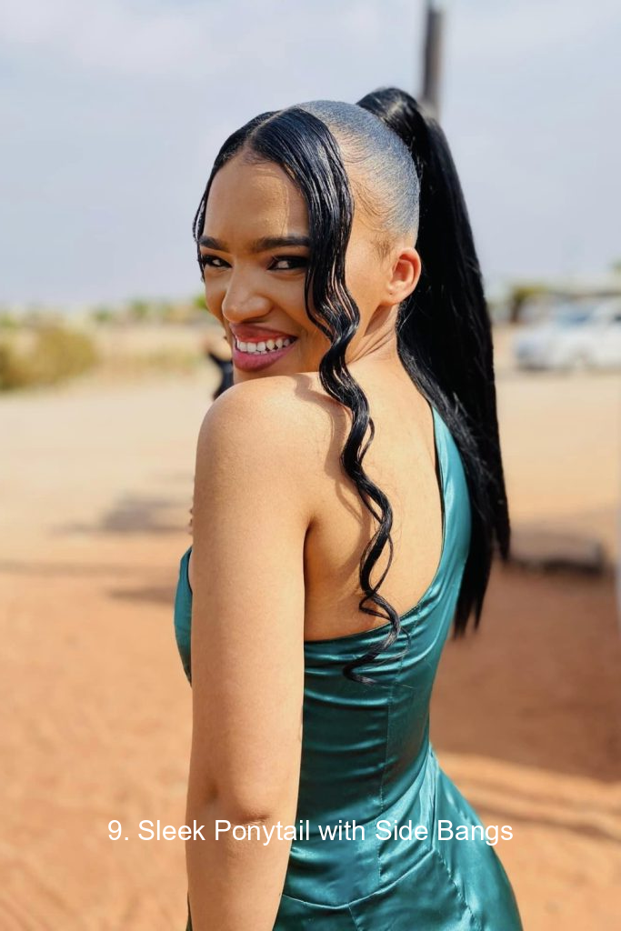 9. Sleek Ponytail with Side Bangs
